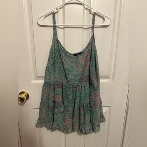 Blue, Deb Tank top with neon Aztec design. Tag is faded, believe is a 1x